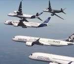avion vol Vol en formation de 5 avions A350-XWB
