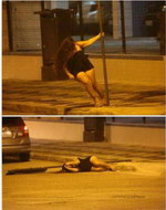 femme Pole dance dans la rue