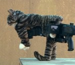 peluche chat Un chat en peluche sur un fusil d'assaut