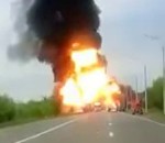 camion explosion Explosion d'un camion transportant des solvants