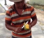 fleur vendeur Découper une mangue en forme de fleur