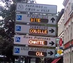 gros mot panneau Un hackeur s'amuse avec des panneaux de parking à Lille