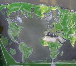 geant Une carte du monde géante au bord d'un lac