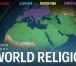 animation La répartition des religions dans le monde en 5 000 ans