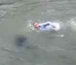 femme eau sauvetage Sauvetage d'une femme tombée dans un fleuve