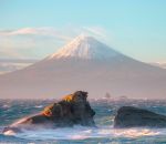 japon fuji vue Le Mont Fuji vue depuis la mer