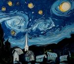 peinture art Deux célèbres peintures de Van Gogh à la surface d'un récipient