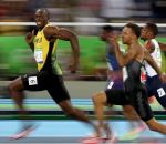 jo 100m Usain Bolt sourit pour la photo (JO 2016)