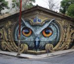 peinture mur Hibou Street Art