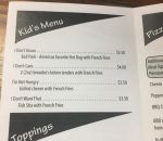 restaurant enfant Menu pour enfants difficiles dans un restaurant