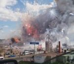 incendie explosion Enorme explosion dans un marché de feux d'artifice