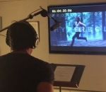 enregistrement scene Hugh Jackman en plein doublage du film « Logan »
