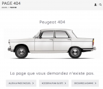 page voiture La page 404 du site Peugeot