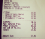 restaurant enfant Des enfants bien élevés, c'est moins 5$ sur l'addition dans ce restaurant