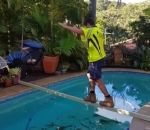 equilibre fail Traverser une piscine sur un tasseau en bois