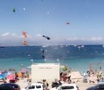 parasol Mini tornade sur une plage d'Antibes
