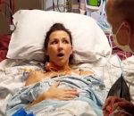 poumon operation Première respiration d'une femme après une greffe de poumons
