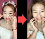 femme visage maquillage Des femmes asiatiques retirent leur maquillage