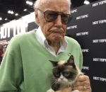 con comic lee Stan Lee et Grumpy Cat