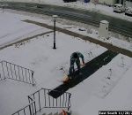 neige chasse-neige Vidéo satisfaisante d'un homme qui déneige