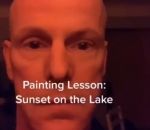 effet Leçon de peinture : soleil couchant sur un lac
