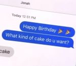 sms message Je ne veux pas de gâteau