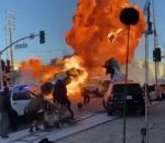 explosion Tournage du film « Ambulance » de Michael Bay