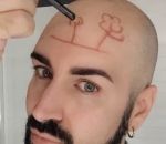 illusion optique artiste Peinture sur la tête par Luca Luce