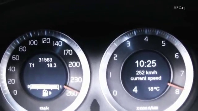 Compteur d'une Volvo S60 à 383 km/h