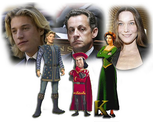 Jean, Nicolas et Carla Sarkozy dans Shrek