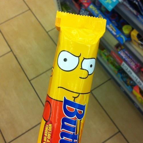 Bart Simpson sur une barre céréale