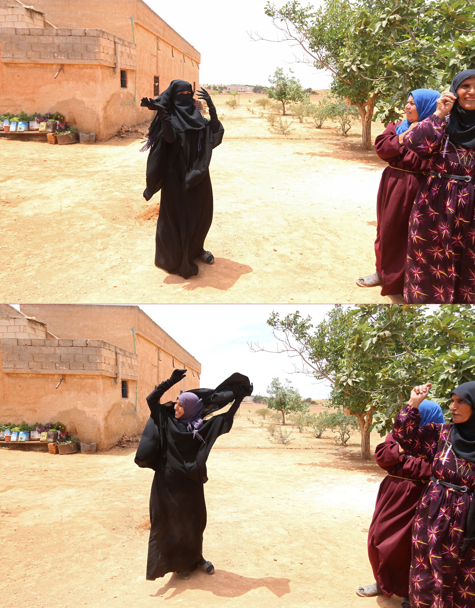 Une femme syrienne retire son niqab après le départ de l'Etat islamique de son village