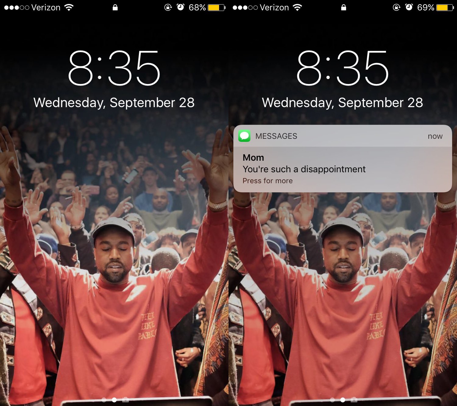 Le fond d'écran Kanye West qui porte ta notification