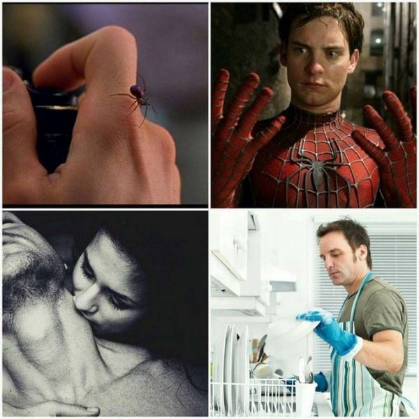 insolite copine homme menage spiderman sucon