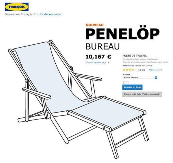 insolite chaise fillon ika parodie penelope poste travail