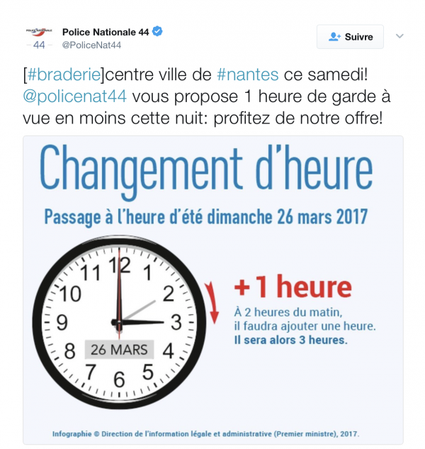 insolite braderie changement garde heure humour police vue