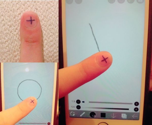 insolite astuce croix dessin doigt ongle precision telephone