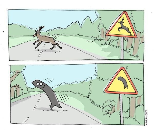 insolite dessin panneau virage