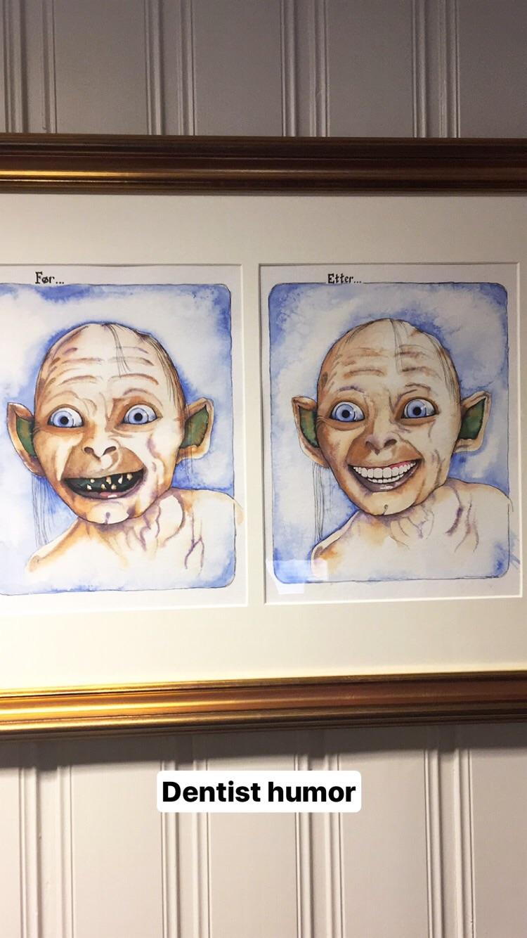 Gollum dans la salle d'attente d'un dentiste