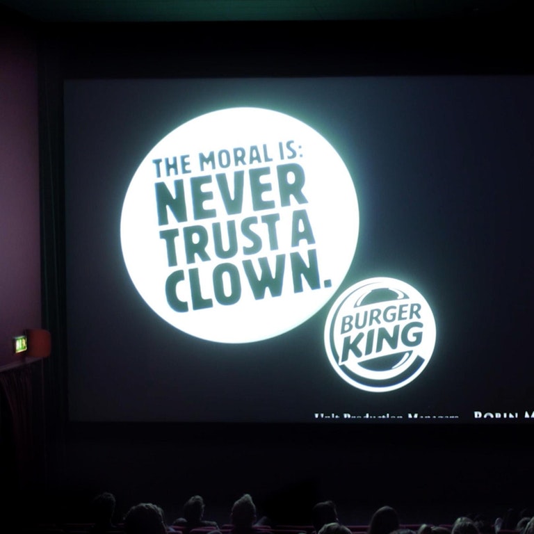 Pub Burger King pendant une projection du film Ça