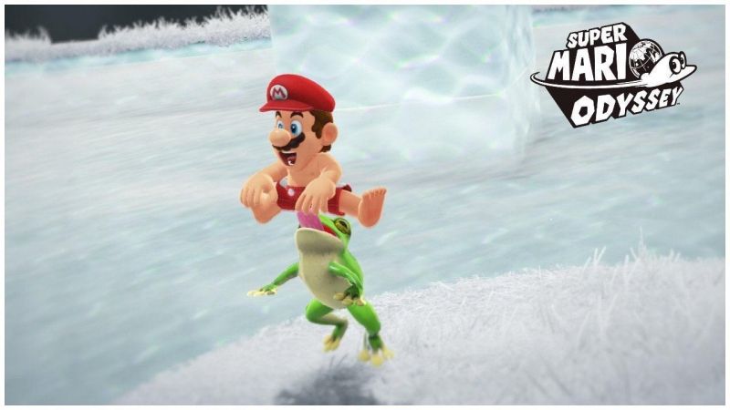 insolite entrejambe grenouille langue mario odyssey super