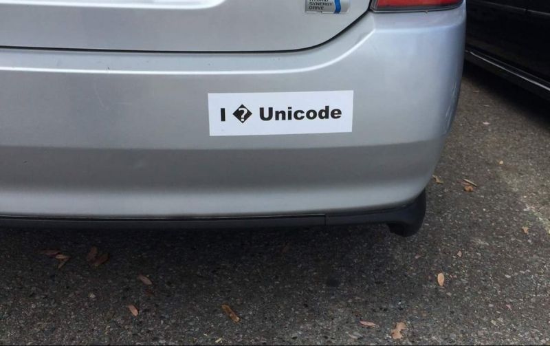insolite caractere encodage sticker unicode voiture