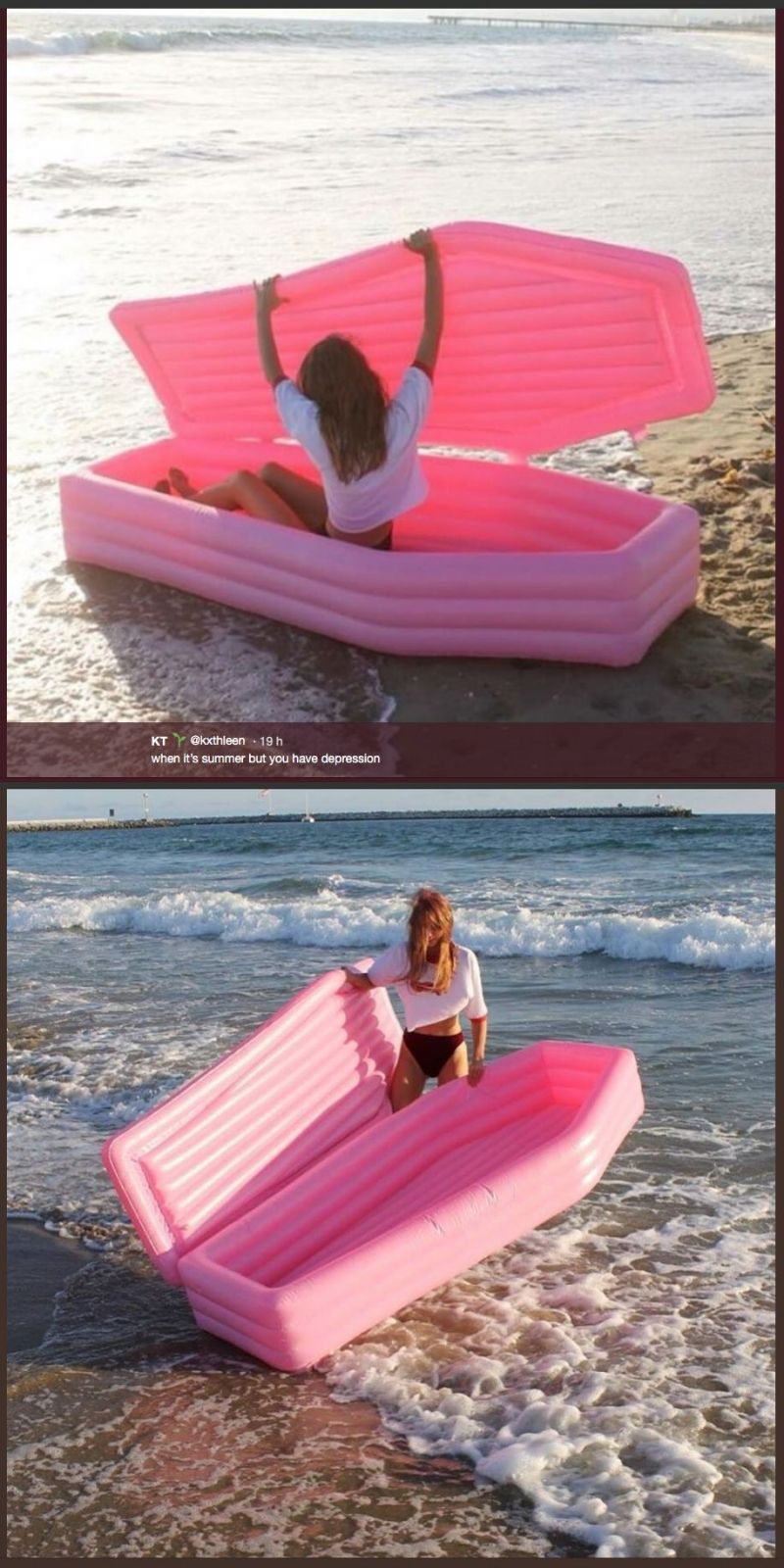 insolite bouee cercueil gonflable