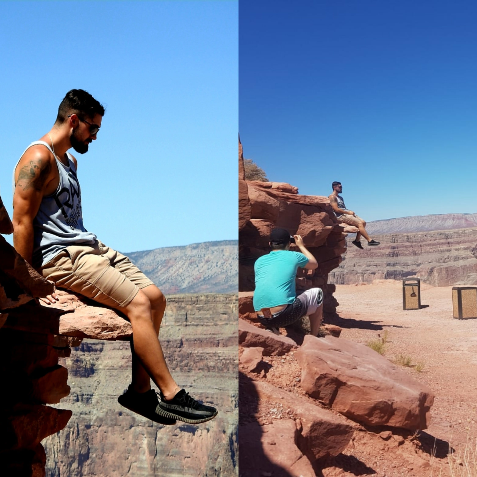 Assis au bord du vide dans le Grand Canyon