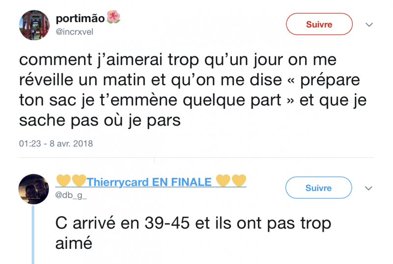 insolite improviste partir twitter