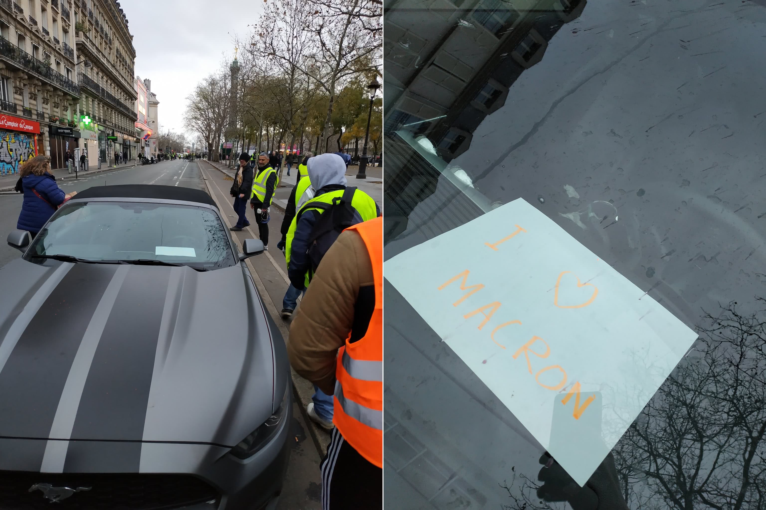 gilet jaune dans voiture