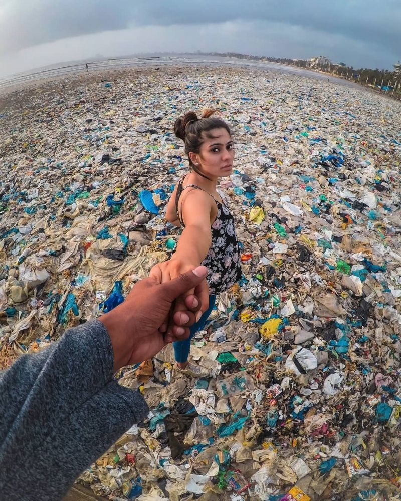 insolite dechet inde plage plastique