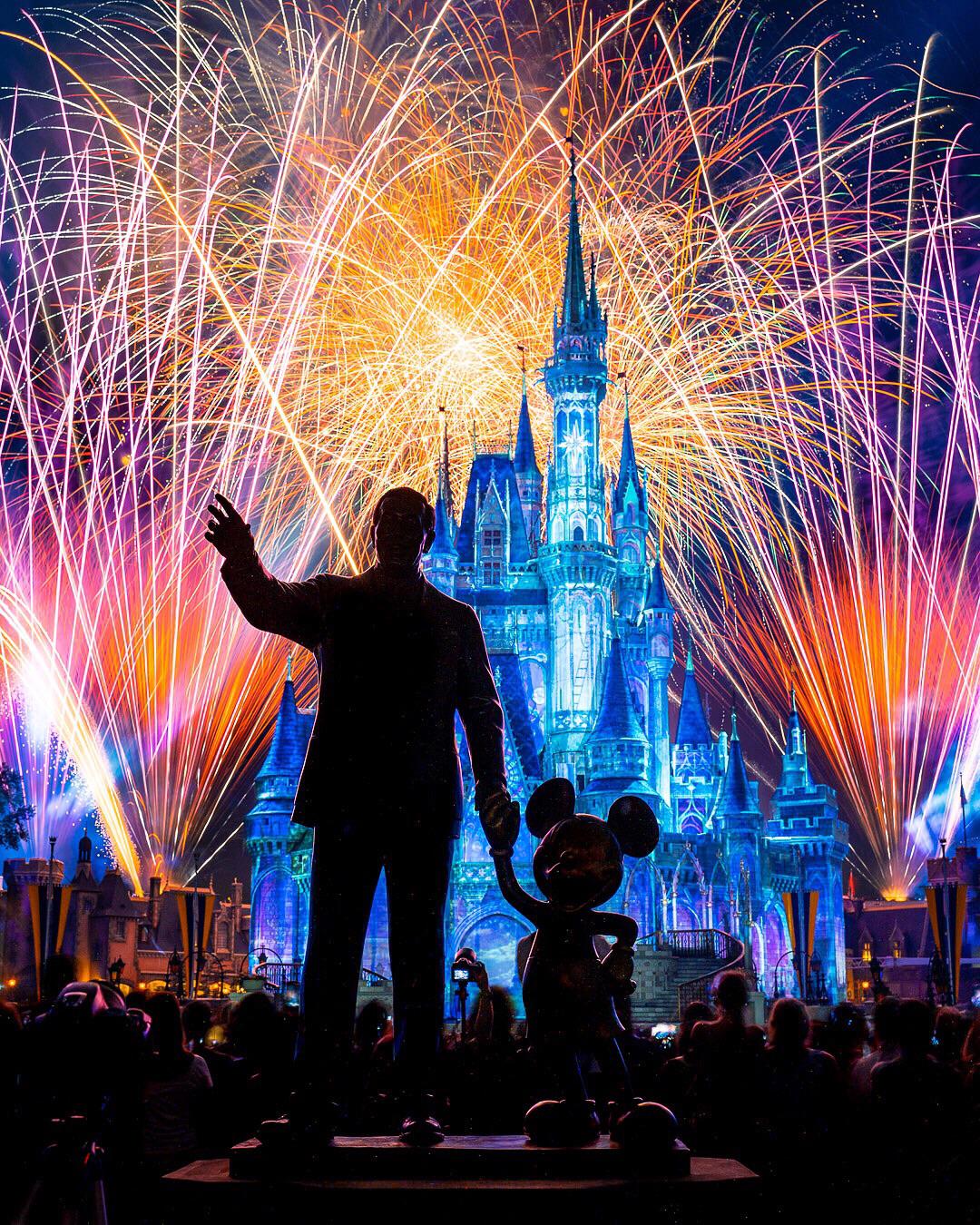 Un feu d'artifice à Disney World (Pose longue)