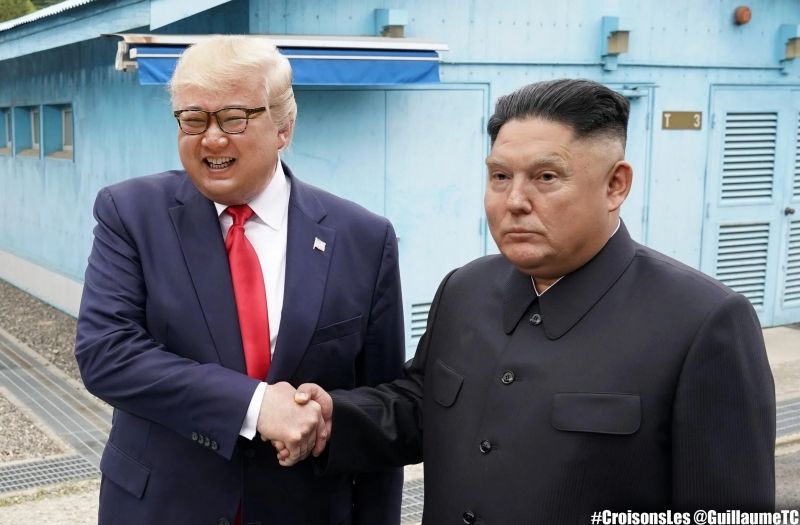 insolite donald faceswap jong-un kim main poignee trump visage