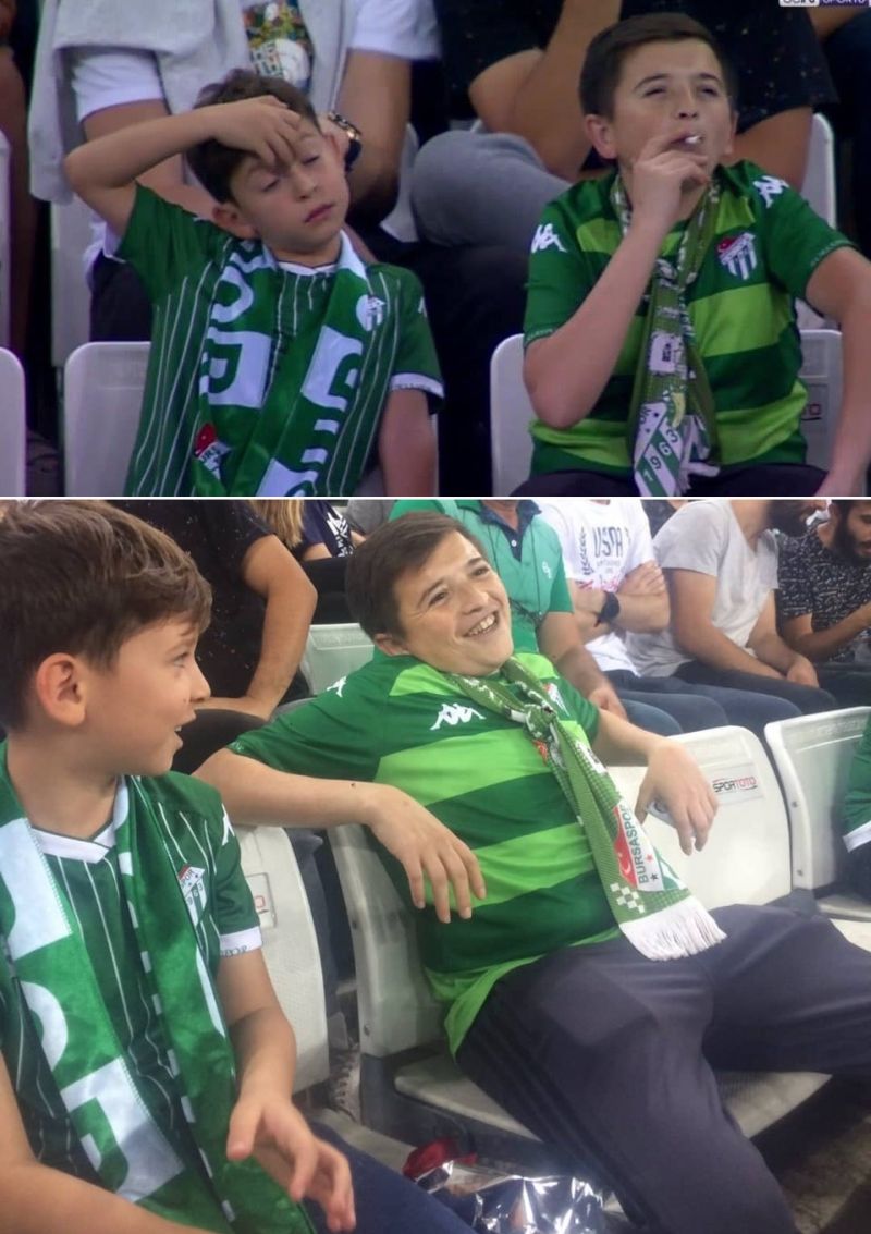 insolite adulte cigarette enfant football match supporter